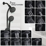 Drill-Free Stainless Steel Slide Bar Combo Rain Showerhead 7-Setting Hand, Dual Shower Head Spa W1219P155443