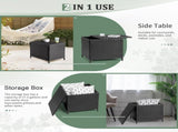 Outdoor PE Wicker Side Table with Storage, Patio Rattan End Table 77765247