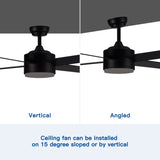 44 In Intergrated LED Ceiling Fan with Black ABS Blade W1367P182804
