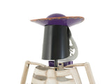 Halloween Skeleton Guitar Yard Decoration, 61.8 Inch Metal Skeleton Statue with Purple Hat and Bow N769P511208G