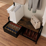 33.1" Wide Hall Tree with 2 Movable Drawers, Shoe Storage, Shelves and Garment Racks, 5-in-1 W2887P239379