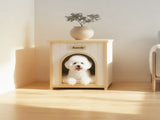 Modern Indoor Wooden Dog House with Removable Cushion Solid Cedar Pet House for Small Dogs & Cats, W3799P382209