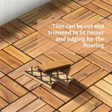 27 Pieces 12 x 12 Inch outdoor floor tilesAcacia Wood Interlocking Patio Deck Tile 92883574