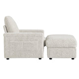 42" Oversized Chaise Lounge Indoor,Faux Rabbit Fur Sofa Bed with Storage Ottoman and N723P232726A