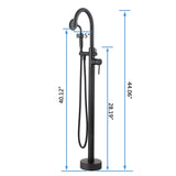 Freestanding Tub Filler Bathtub Faucet Matte Black with Hand Held Shower Floor-Mount W122453464