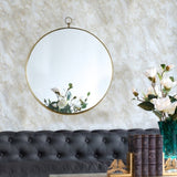 24"x28" Gold Round Mirror, Circle Mirror with Iron Frame for Living Room Bedroom Vanity Entryway W2078126762