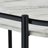 Black and Faux White Marble Serving Cart with Wine Rack B062P145636