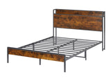 ZNTS Bed frame with charging station full size, Rustic Brown, 83.1'' L x 56.1'' W x 39'' H W1162123744