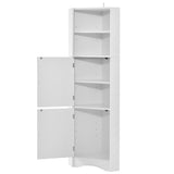 Tall Bathroom Corner Cabinet, Freestanding Storage Cabinet with Doors and Adjustable Shelves, MDF WF293800AAK