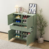 ZNTS Green wooden storage cabinet with 4 doors and 2 drawers W1320P191445