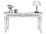 2-Drawer Modern Style Diamond-Embellished Computer Desk MDF Mirrored Entryway Table 42*15*29.92in 03566271