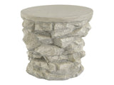 Grey Round Faux Stacked Stone MGO Side Table, Pre-Assembled Non-KD Accent End Table, 80 LBS Weight N770P473008G