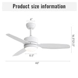 ZNTS 46 Inch New Design Ceiling Fan with Lights 3 ABS Blades 6-speed DC Motor W934P210808