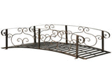 6ft Decorative Metal Garden Bridge Arch Footbridge with Safety Side Rails for Backyard Use 76412848