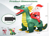 6.7ft Inflatable Santa Riding Dinosaur - 5 Bright LED Lights 210T Polyester Outdoor Xmas Decor 60814590