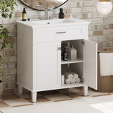 ZNTS 30-inch bathroom vanity with ceramic basin, soft close door and adjustable shelves N729P173380K