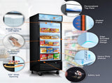 Glass Door Merchandiser Freezer 19.3 Cu.ft Swing Door Commercial Reach-In Display Freezers with LED W2095P435851