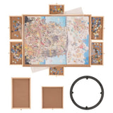 1500 Piece Rotating Wooden Jigsaw Board - 34x26 Inch, Rotating Table With Cover,Portable 15664271
