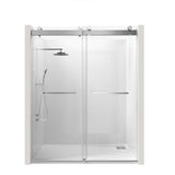 ZNTS 68 to 72 in. W x 76 in. H Double Sliding Frameless Soft-Close Shower Door with Premium 3/8 Inch W157368838