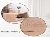 Rustic Beaded Edge Coffee Table 47.6" Rectangular Center Table with Open Storage Shelf, Natural W2729P309447