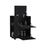 Glasgow Bar Cart Two Pull-Down Door Cabinets and Two Open Shelves B070P173175