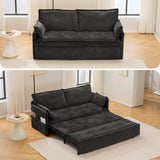 59.5" Ergonomic Sofa Bed with Storage & Charging - Supportive Chenille Convertible Sleeper, 800lb W2606P301327
