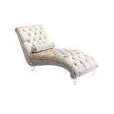 ZNTS COOMORE Velvet Chaise Lounge Indoor,Button-Tufted Upholstered Chaise Lounge Chair with Pillow for W39538682