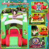 ZNTS Christmas Jump 'n Slide Inflatable Bouncer for Kids Complete Setup with Blower 80" x 91" Play Area W1677115484