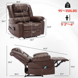 ZNTS Breathable Leather Massage Recliner Chair Manual Living Room Reclining Sofa W1403P156677