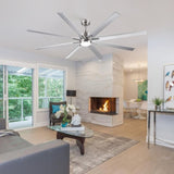 Smart 72" Integrated LED Ceiling Fan with Silver Blades in Brushed Nickel Finish W1367P199889