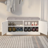 Shoe Storage Bench with 2 Door Cabinet, Entryway Bench with Shoe Storage, Shoe Bench with Cushion, W760P206351