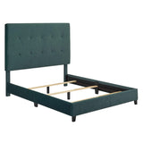 Queen Size Green Velvet Tufted Upholstered Platform Bed B108P160256
