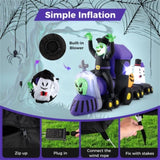 8.2ft Halloween Inflatable Train - Witch, 4 Ghosts & Pumpkin Design, 7 LED Lights 48309737