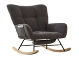 Teddy Fabric Wingback Glider Rocker & Ottoman Set, Nursery Nursing Rocking Chair with Side Storage 75497389