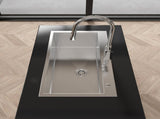 Stainless Steel Kitchen Sink, 32x19 Single Bowl, Overmount Handmade Sink in Brushed Nickel, with 76262968