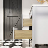 Fully Assembled 30'' Grey Freestanding Single Sink Bathroom Vanity with 2 Handle Sets and Engineered W1826P308972