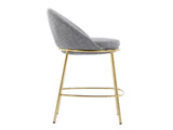 Celano Indoor Metal Upholstered Barstool, Gold-Plated Frame and Mixed Gray Upholstery, Set of 2 N775P268055G
