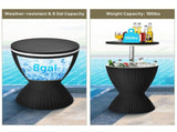 Black Outdoor Imitation Rattan Ice Cooler Side Table 8Gal 2-Height Adjustable with Drain Plug 19316961