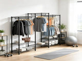 Clothes Rack, Rolling Garment Rack with 4 Hang Rods & 8 Storage Tiers, Adjustable Freestanding 02429095