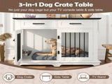 44.48" Large Dog Crate Furniture, Indoor Wooden Dog Kennel End Table with 2 Storage Drawers and 31820868