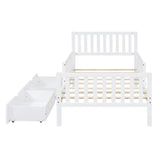 Twin Size Wood Platform Bed with Guardrails on Both Sides and Two Storage Drawers ,White N733P172696K