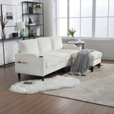 UNITED WE WIN Sofa for three, solid wood frame, Chenille fabric, side pocket, with two cup holders, W1568142735