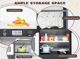 Interactive Kids Play Kitchen with Ice Maker & Chalkboard, Corner Design Pretend Cooking Set with 98686354
