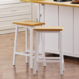 K&K Solid Wood Bar Stools , 25.6" Tall Set of 2 Bar Chairs, Kitchen Counter Stools N707P185529W