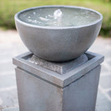 ZNTS 35.5" Polyresin Gray Zen Bowl Water Fountain, Outdoor Bird Feeder /Bath Fountains, Relaxing Water W2078125235