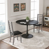 Metal Dining Chairs Set of 2, Steel Legs and PU Leather Seats, High Back Armless Dining Chairs, for W757P232712