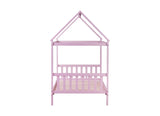 Twin House Bed with Headboard and Footboard, Twin Rubber Wood Bed with House Frame,Pink W504P225964