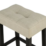 Two-Tone Design Transitional Black 3pc Dining Set Table 2x Stools Tufted Beige Seats Dining Room B2741P301915