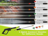 Green Black 2300 PSI Electric Pressure Washer with 4 Quick-Connect Nozzles & Soap Bottle, 1900W 28310152