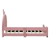 Twin Size Upholstered Daybed with Rabbit Ear Shaped Headboard, Pink WF308907AAH